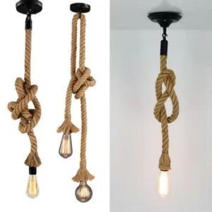 Vintage hemp rope ceiling light.